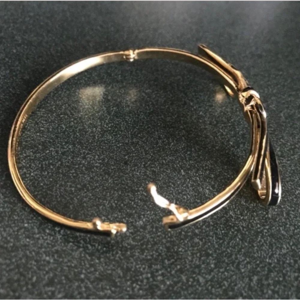 Kate Spade New York Skinny Mini Bow Gold-tone/Black Bangle Bracelet - Picture 6 of 10